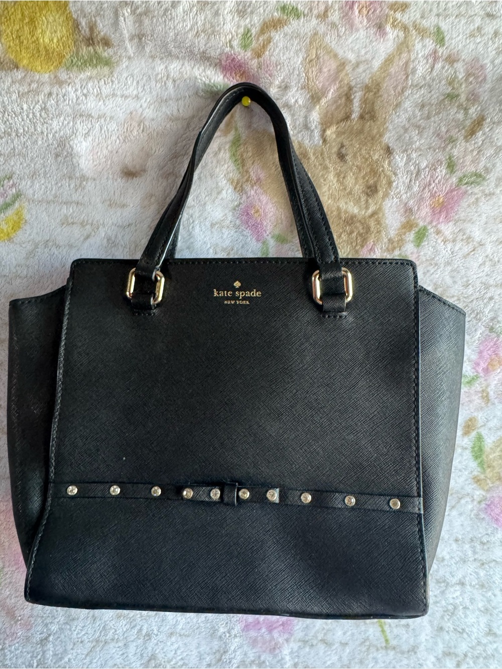 kate spade Black Saffiano Satchel with Stud-Trim